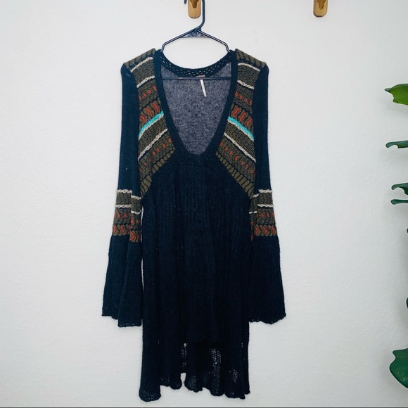 Free People Tunic Bell Sleeve Alpaca Sweater